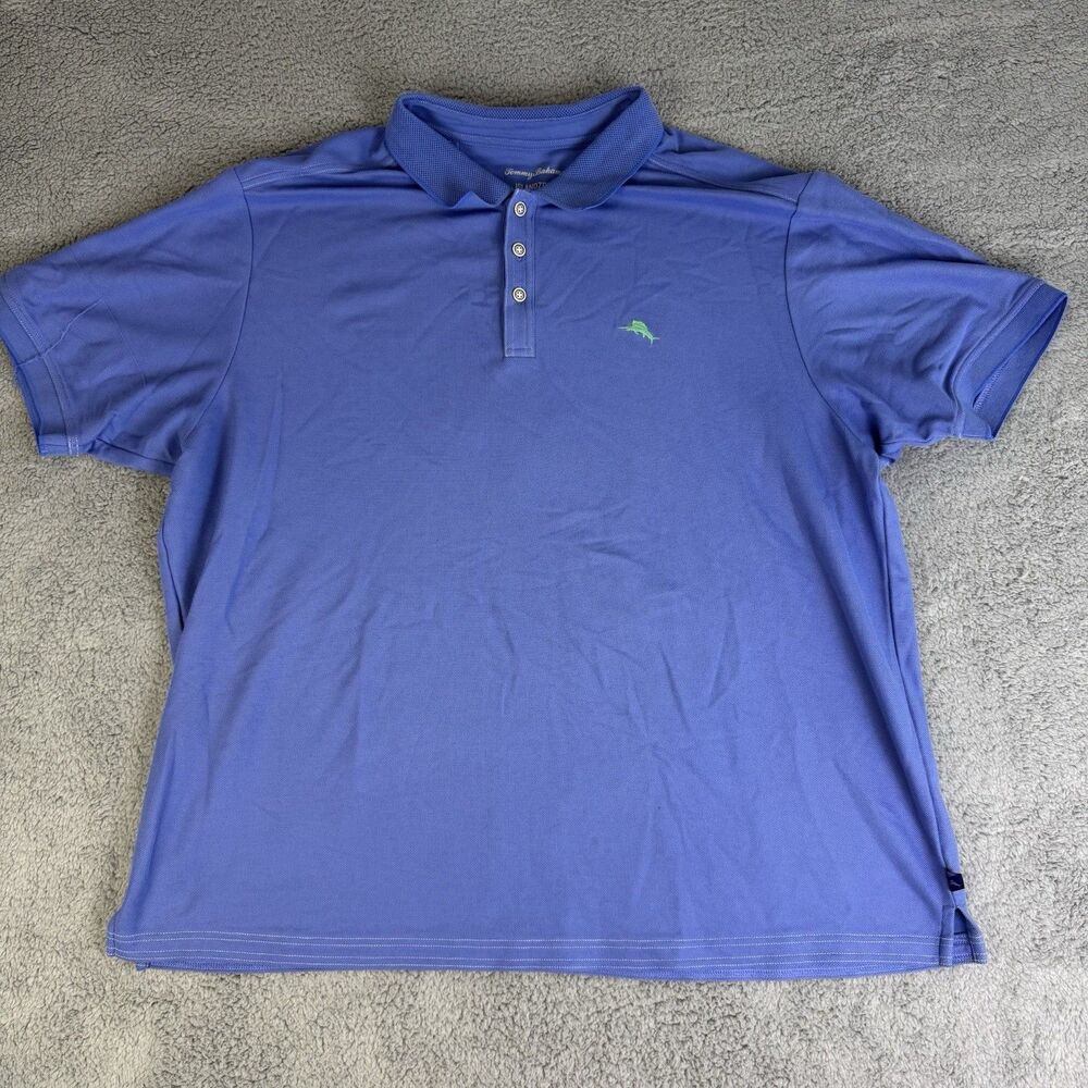 Tommy Bahama Shirt Men's 1XLB Blue Short Sleeve Polo Casual Supima